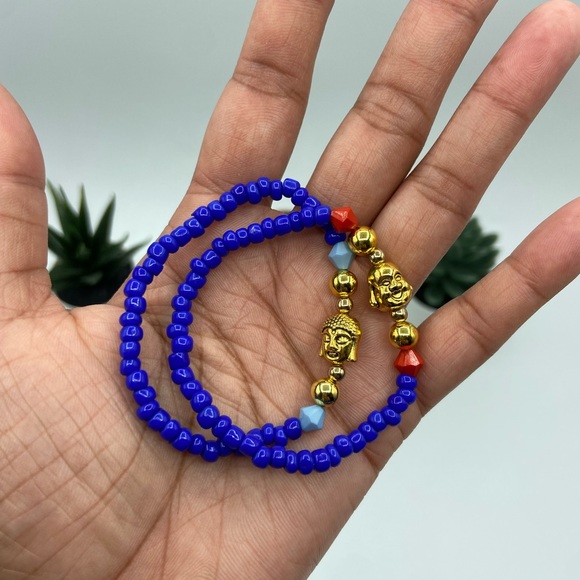 Buddha Head Tibetan Style Stretch Bead Bracelet Set - Picture 3 of 12